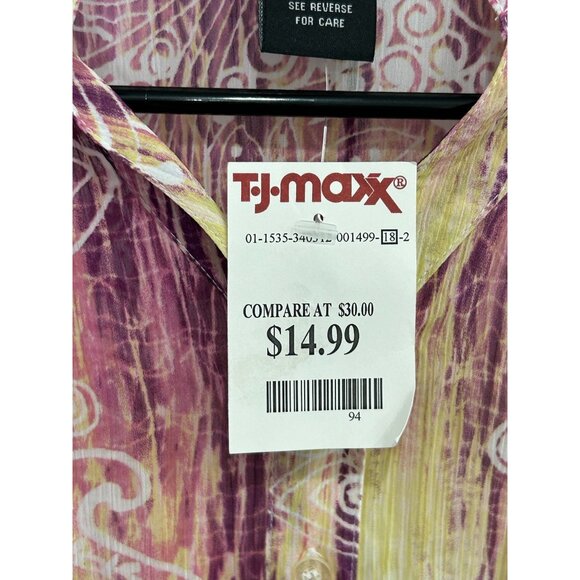 Allison Morgan Ruffle Paisley Button Front Shirt Purple Yellow Sz Small Boho NWT - Picture 7 of 10